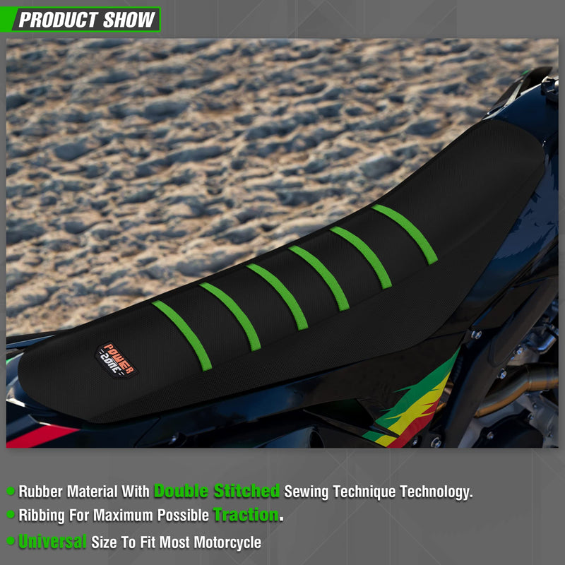 Universial Dirt Bike Seat Cover - Soft Ribbed Rubber Seat Covers for Motorcross Enduro Green