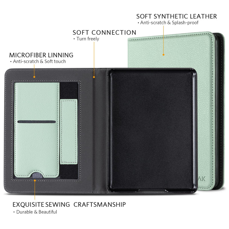 [Australia - AusPower] - CoBak Kindle Paperwhite Case with Stand - Durable PU Leather Cover with Auto Sleep Wake, Card Slot, Hand Strap Feature - Fits Kindle Paperwhite 11th Generation 6.8" and Signature Edition 2021 Released Agave green 