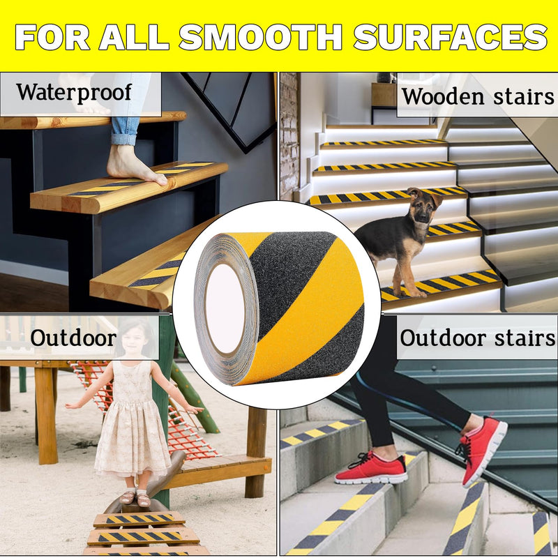 Anti Slip Traction Tape 4'' x 16.4 Ft Grip Tape for Stairs Outdoor/Indoor Heavy Duty Safety Friction, Abrasive Non Slip Tapes Non Skid Roll High Traction Grit for Steps, Ramps, Treads, Walkway 4 Inch * 16.4 Ft