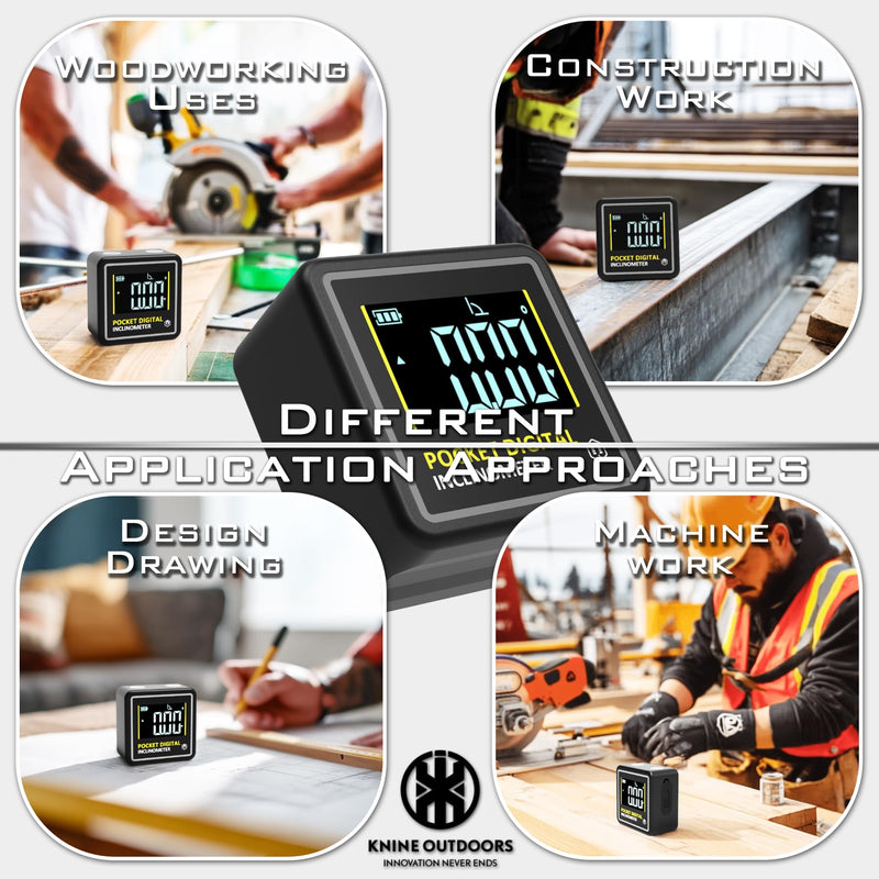 [Australia - AusPower] - KNINE OUTDOORS Mini Digital Angle Finder 4-side Strong Magnetic Angle Gauge, Table Saw Miter Protractor, Woodworking Measuring Tool, Level Box for Hanging (2 Pack, Plastic, Small Size) 2 Pack 