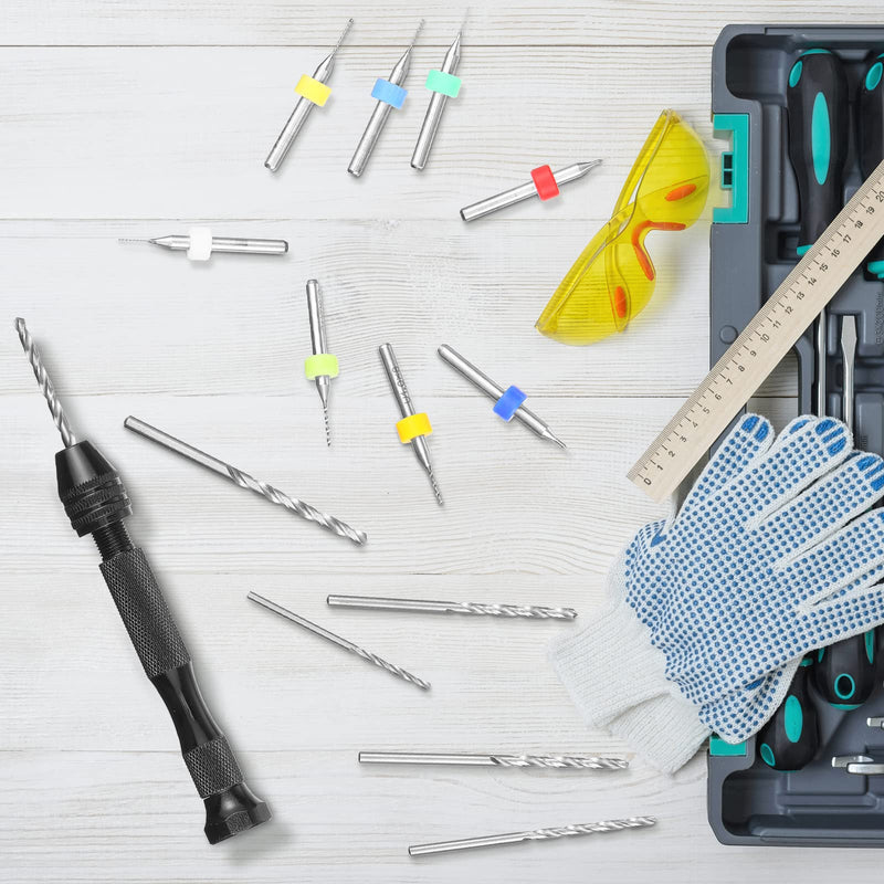 [Australia - AusPower] - 59 Pieces Hand Drill Bits Set Include 49 Pcs Metal Pin Vise Hand Drill Micro Mini Twist Drill Bits and 10 Pcs Tungsten Carbide PCB Rotary Tools for Resin Polymer Wood Craft DIY Jewelry Making Carving 