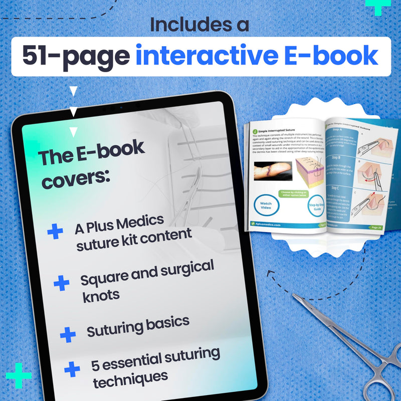 Complete Suture Practice Kit for Medical Students w/How-To Suture HD Video Course, Suture Training Manual & Carryall Case. All-in-One A Plus Medics Kit Including Suture Practice Pad (Education Use Only)