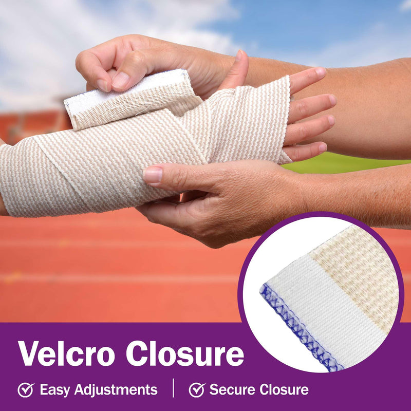 [Australia - AusPower] - 4 Inch Elastic Bandage Wrap with Velcro Closure - Box of 10 Elastic Compression Wraps for Sprains, Broken Limbs, Splints, and More - Reusable Compression Bandage 