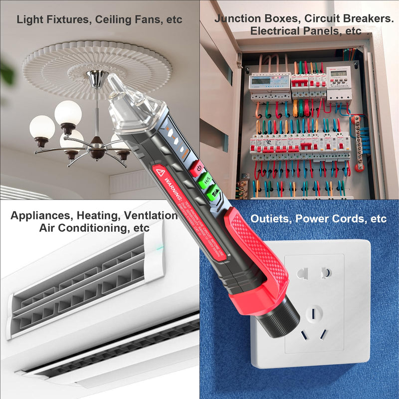 [Australia - AusPower] - Voice broadcast voltage tester,Non Contact Voltage Tester,12V-1000V/48V-1000V Dual Range,electrical tester,Efficient Live/Hot Wire Tester,Wire Breakpoint Finder,Voltage tester with LED flashlight Voice 