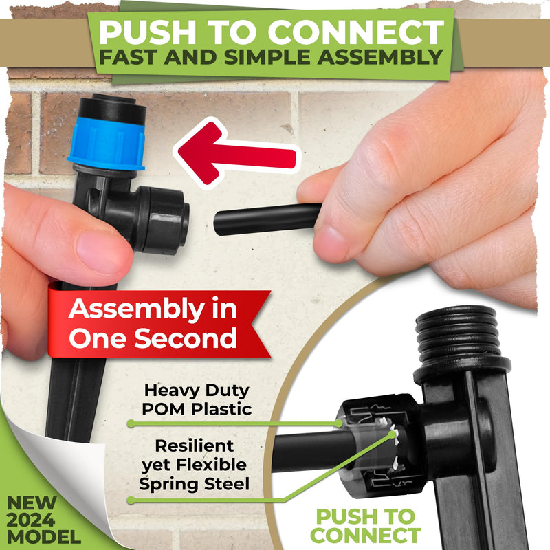 [Australia - AusPower] - Carpathen 30pcs Drip Irrigation Emitters - 1/4" Drip Irrigation System Push-to-Connect - Adjustable 360 Degree Drip Emitters Vortex on 6" Sturdy Stake - Irrigation Drippers for Garden Watering System 30 Vortex Push-To-Connect Emitters 