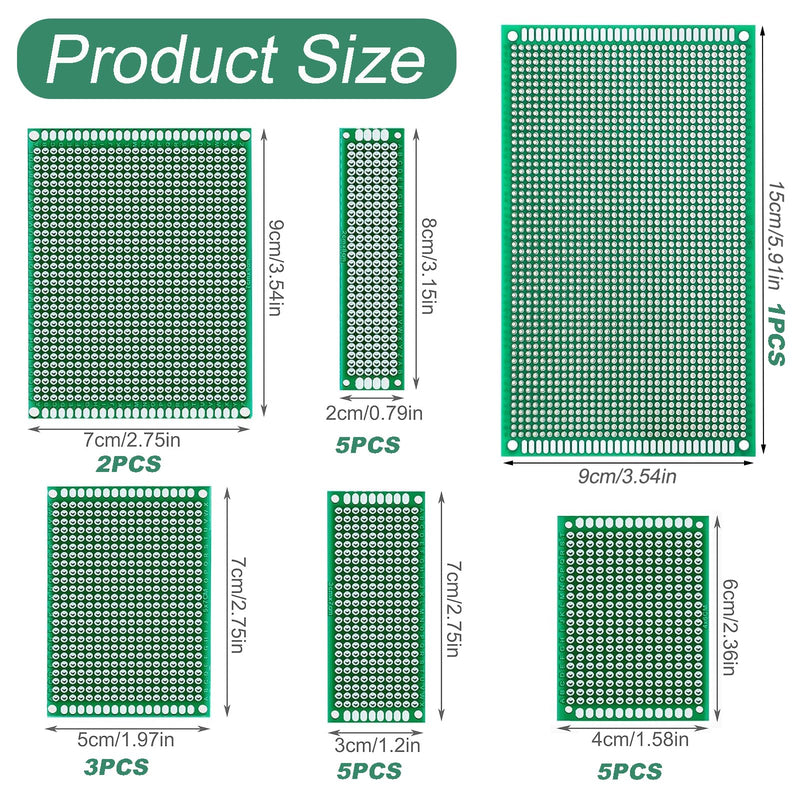 [Australia - AusPower] - 174-Piece PCB Circuit Board Prototype Kit, Double-Sided Perf Boards in 6 Sizes (Large, Medium, Small), Compatible with Arduino, Includes 40-Pin 2.54mm Male and Female Headers 