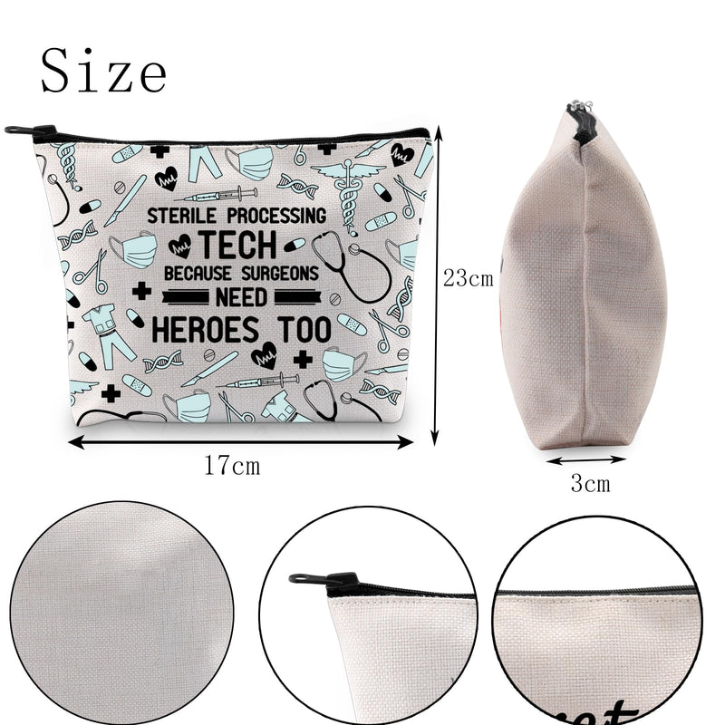 [Australia - AusPower] - POFULL Sterile Processing Tech Gift Sterile Processing Tech Because Surgeons Need Heroes Too Cosmetic Bag Surgical Tech Gift Sterile Processing Tech Cosmetic Bag 