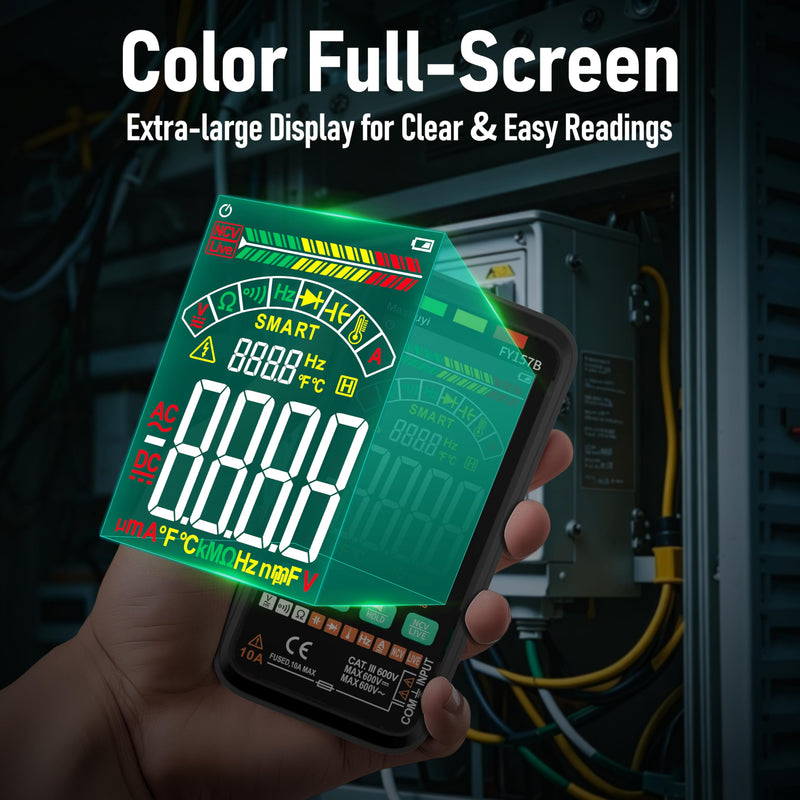 Multimeter 6000 Counts TRMS Digital Multimeter,Rechargeable Electrical Tester with Auto Ranging Digital Voltmeter,Measures Voltage Current Resistance Continuity Capacitance Temperature Frequency