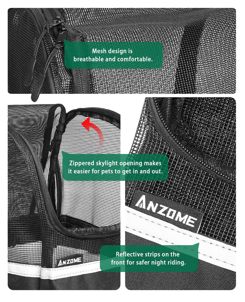 [Australia - AusPower] - ANZOME Bike Basket Cover, Removable Full Zip Opening Dog Bike Basket Cover, Easily Put in & Take Out Breathable Net for Maximum Basket 12.9”L*8.6”W (Basket not Included) No Aluminum Frame Required 