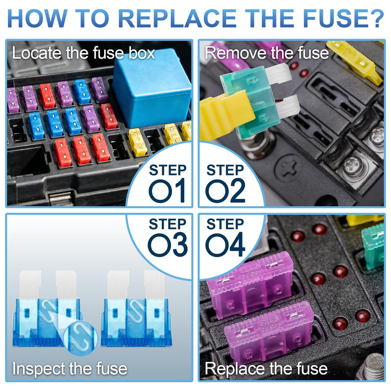 [Australia - AusPower] - 1200PCS Car Fuses Assortment Kit, 520PCS Standard Fuse Kit + 680PCS Mini Fuses + 2 Pullers for Auto/RV/Truck/Motorcycle (2A 3A 5A 7.5A 10A 15A 20A 25A 30A 35A 40A) 