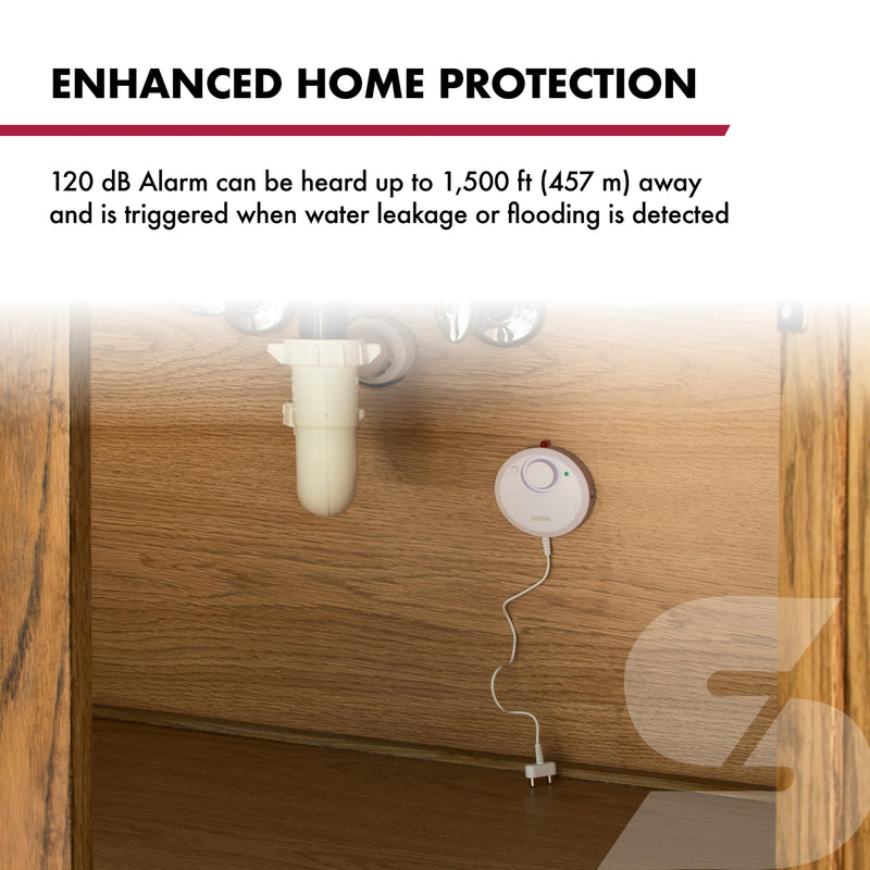 [Australia - AusPower] - SABRE Water Leakage Alarm, 110 dB Alarm, Audible Up to 1,500-Feet (457-Meters), All Direction Water Sensor, High and Low Volume Settings, Battery Test Button (Pack of 2) 2 Pack 