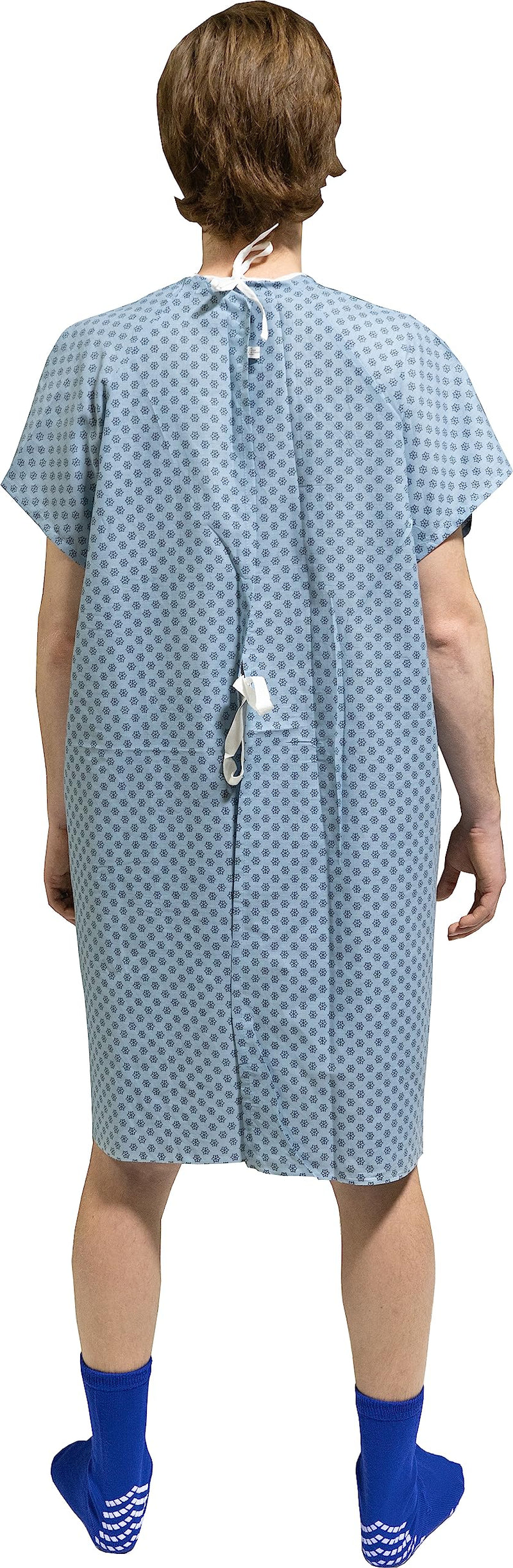 [Australia - AusPower] - 4PK - Men's Deluxe Value Patient Hospital Gown Robe, Soft & Comfortable Gowns Size Medium/Large (Blue) Blue 