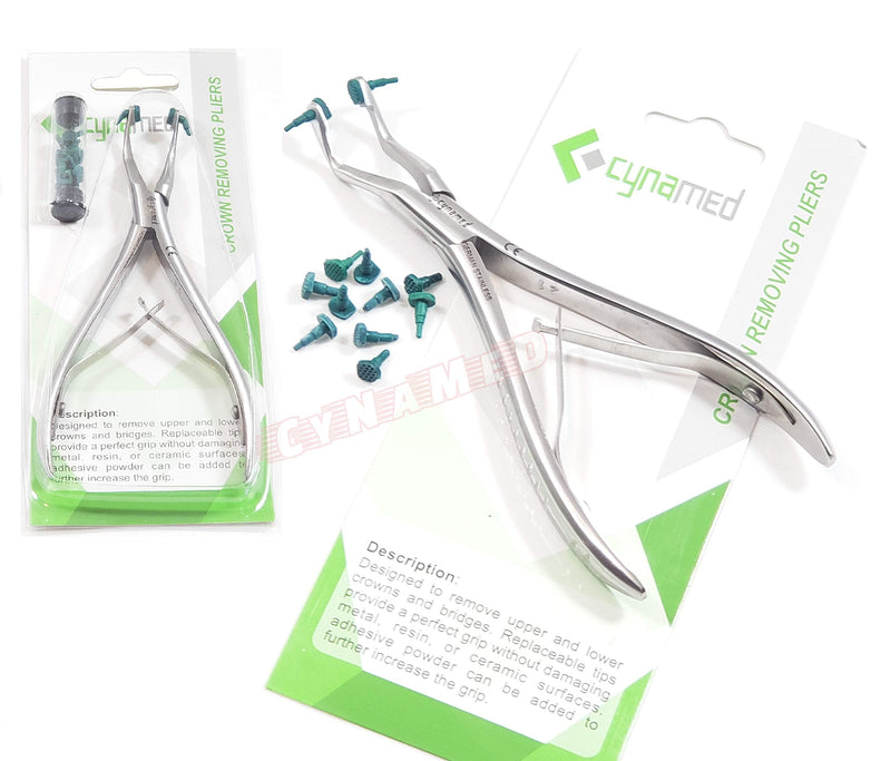 [Australia - AusPower] - New Premium German Dental Crown Gripper Remover Pliers Temporary Crown Remover Crown Gripper Pliers 6" with 10 EA Extra Replaceable Silicone Tips 