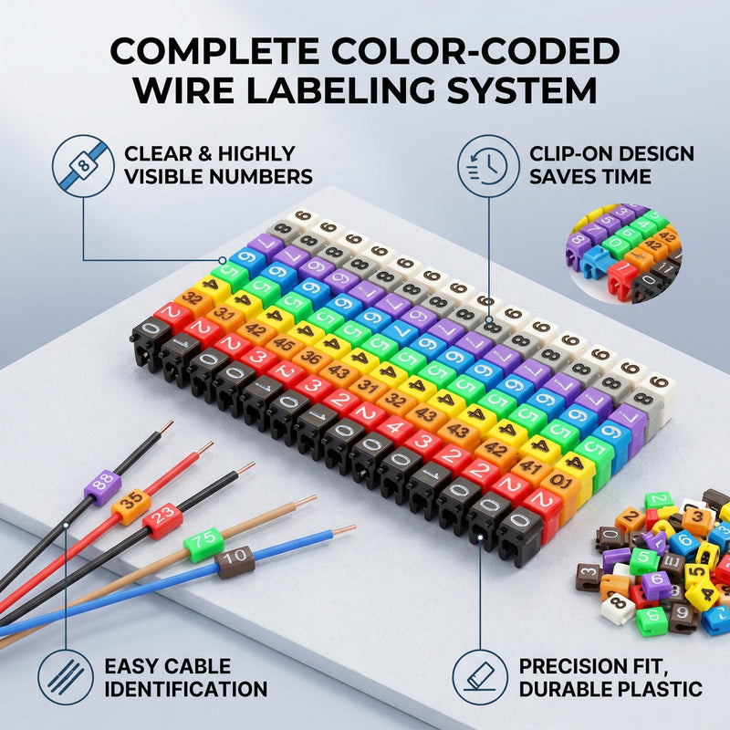 Eujgoov Cable Marker Tubes for Wire Numbering Plastic Wire Label Markers with Digital Numbering - 150-Piece Set (1.5mm Inner Diameter & 1.5mm Outer Diameter)