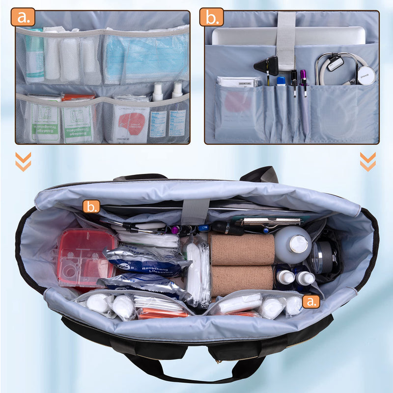 [Australia - AusPower] - Damero Nurse Bag for Work Supplies, Hard Stethoscope Carrying Case with Extra Folding Pouch 