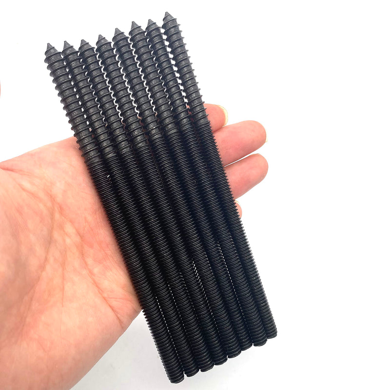 [Australia - AusPower] - 8 Pack 5/16-18 x 6 Inch Hanger Bolts 5/16-18" Black Double Headed Bolts 5/16 Wood Dowel Screw Self-Tapping Screw Hanger Bolts for Furniture Screws Double Screw Threaded Rods Bolt 150mm Length Black 5/16-18"x6"-8PCS 