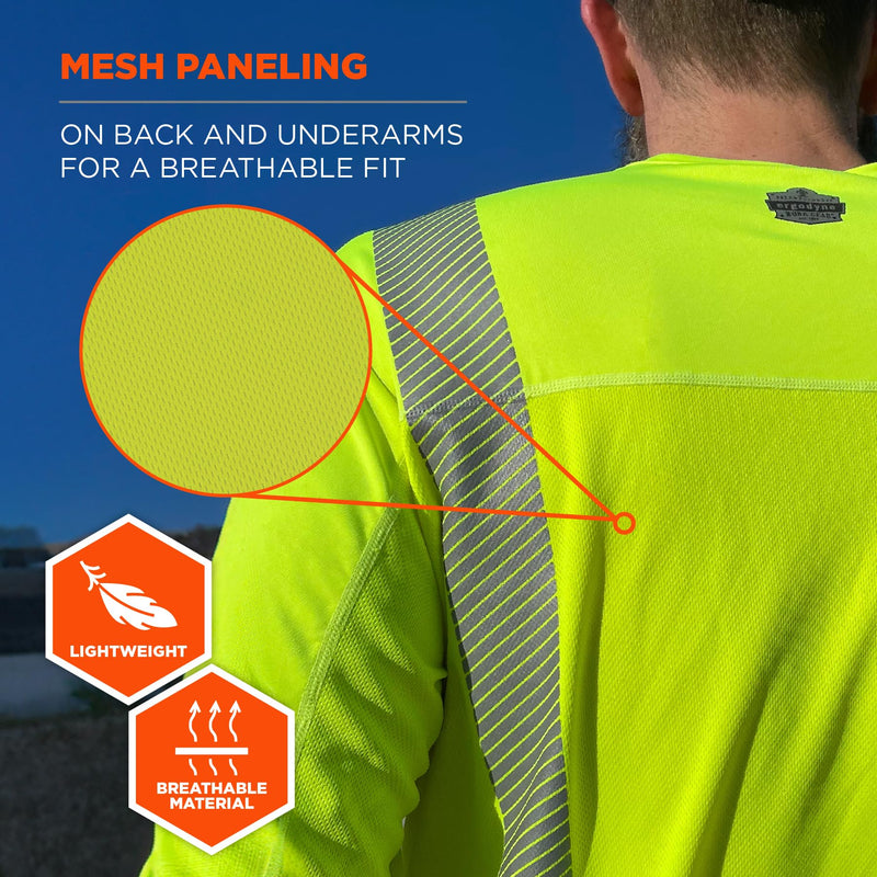 Ergodyne Chill Its 6688 Hi Vis Reflective Shirt, Class 2, Cooling Sun Shirt with UV Protection Lime 3X-Large