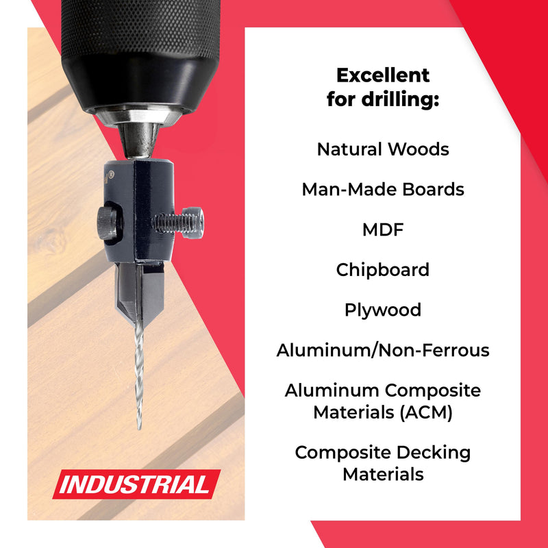 Amana Tool Di-Count Adjustable Countersink for Drills, 20200, 3/32-9/32 Shank for Wood Screws 2-18