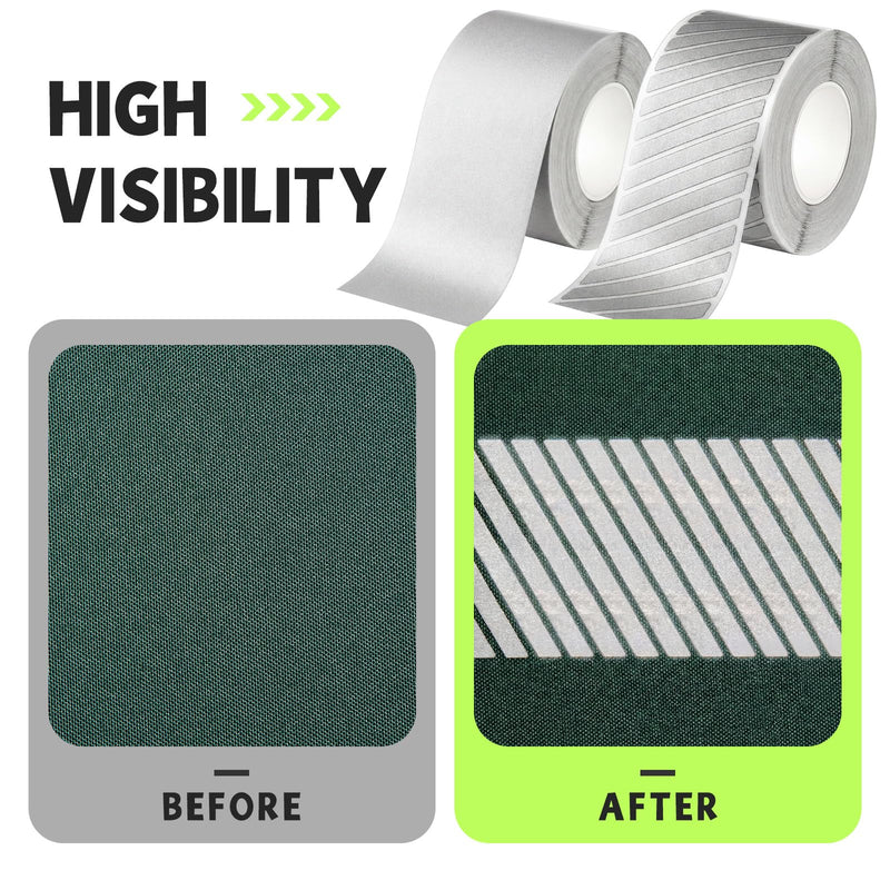 Crowye 2 Pcs 2" x 33ft/11 Yard High Visibility Reflective Heat Transfer Vinyl Tape Silver Iron on Fabric Clothing Tape Safety Heat Transfer Film Supplies for Shirts, 2 Styles(Stripe, Plain, Silver) Stripe, Plain