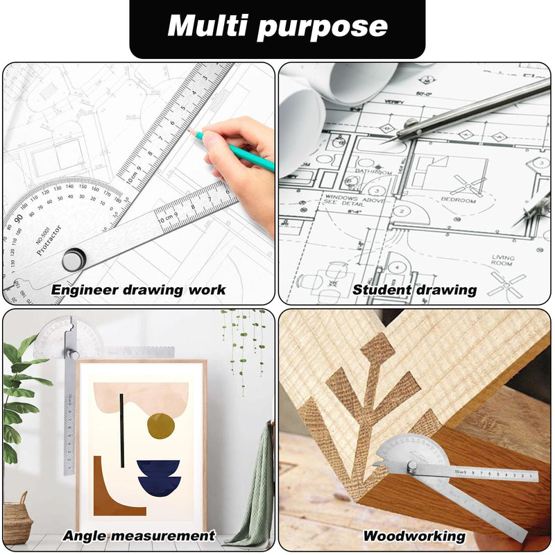[Australia - AusPower] - YUXIANLB Professional Protractor Stainless Steel Precision Angle Finder 360° Adjustable with Scale Protractor Ruler for Carpenters Wood Crafts Construction DIY High Quality Measuring Tool 