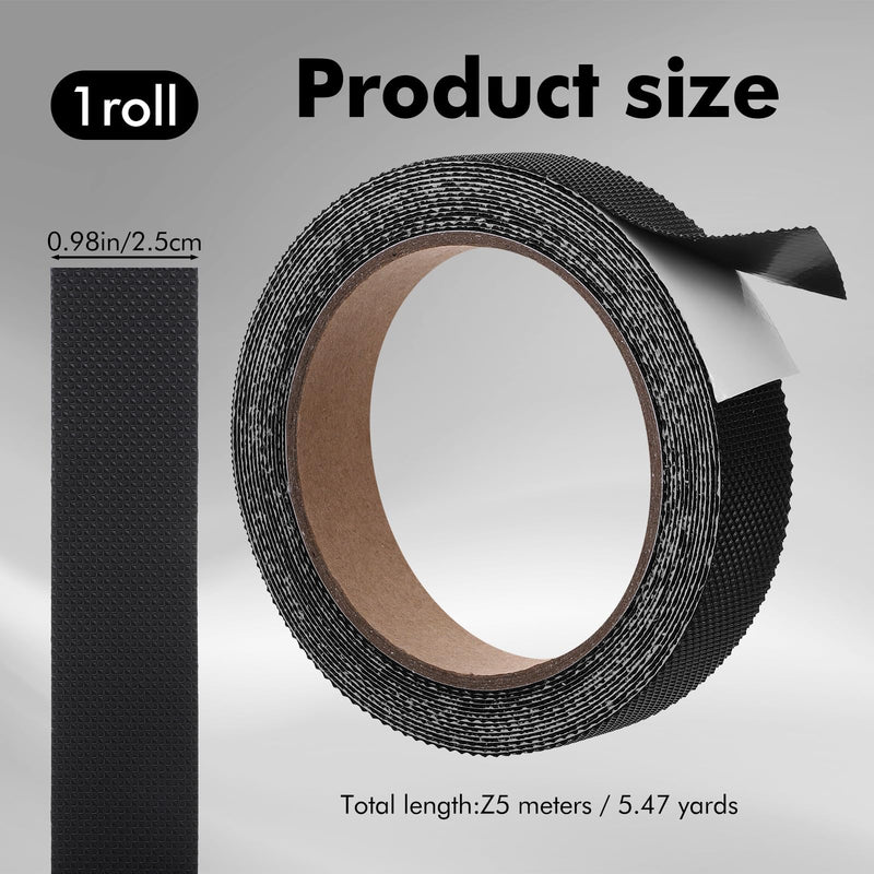 Rubber Grip Tape Anti Slip Tape, Ultra-Thin Strong Adhesive Anti-Slip Waterproof Heat Resistant Wear-Resistant Cushion Pad, Making Handles or Contact Surfaces Safer（Black, 1In x 16Ft）