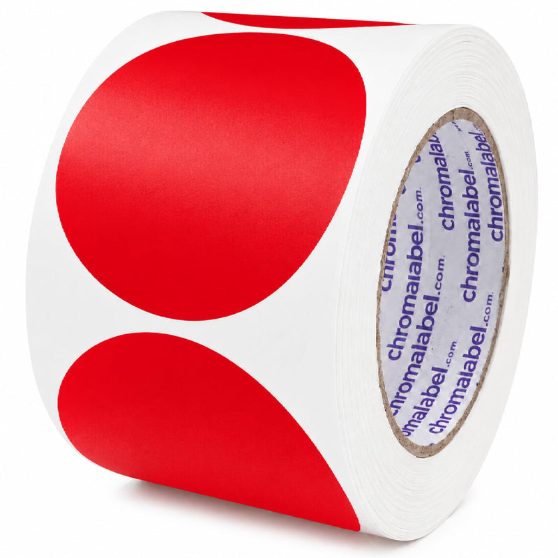 ChromaLabel 3 Inch Red Dot Stickers, Round Color Coding Labels, Large Circle Stickers for Inventory, Warehouse, Retail, Classroom, Office and Storage, Permanent Adhesive, 500 Labels per Roll 3"