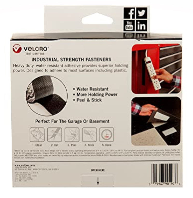[Australia - AusPower] - VELCRO Brand Heavy Duty Tape with Adhesive - Cut Strips to Length - Holds 10 lbs, Black - Industrial Strength Roll, Wide 10Ft x 2In - Strong Hold for Indoor or Outdoor Use 