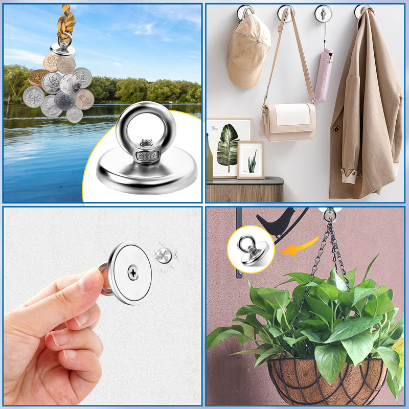 [Australia - AusPower] - VNDUEEY Strong Magnetic Hooks 10 Pack, 100 LBS Pulling Force Rare Earth Neodymium Fishing Magnets with Countersunk Hole Eyebolt, Heavy Duty Magnets Hook for Home, Workplace, Garage, and Kitchen 