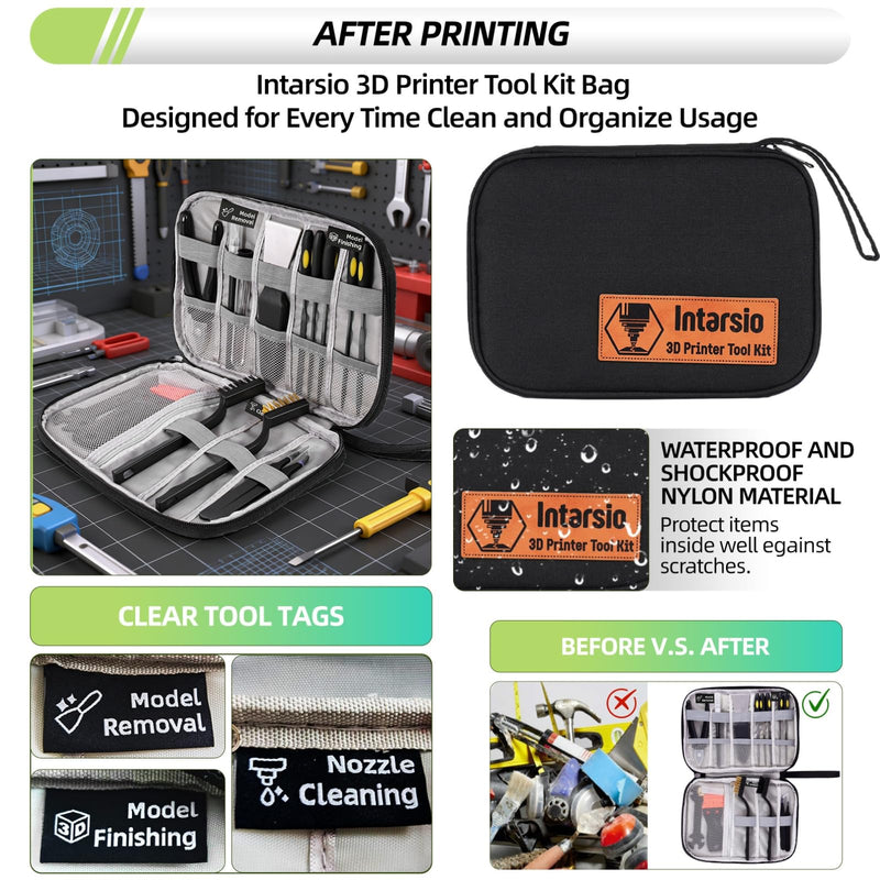 [Australia - AusPower] - 3D Printer Tools Kit, 34pcs 3D Printer Accessories for All FDM/SLA Printers Includes Nozzle Cleaning, Removal Scrapers, Finishing Tools, 5 Types of Files,Brushes, Wire Cutter, Engraving Knife All-purpose Kit 