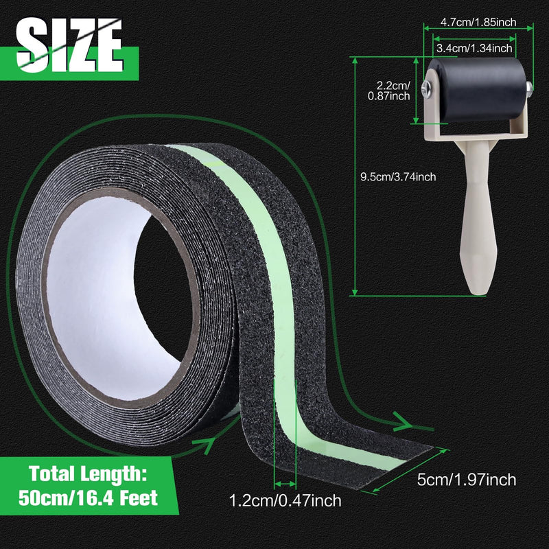2 Inch x 16.4 Feet Anti Slip Traction Tape with Glow in Dark Green Stripe,Educe the Risk of Slipping for Indoor or Outdoor Stair Tread Step and Other Slippery Surfaces