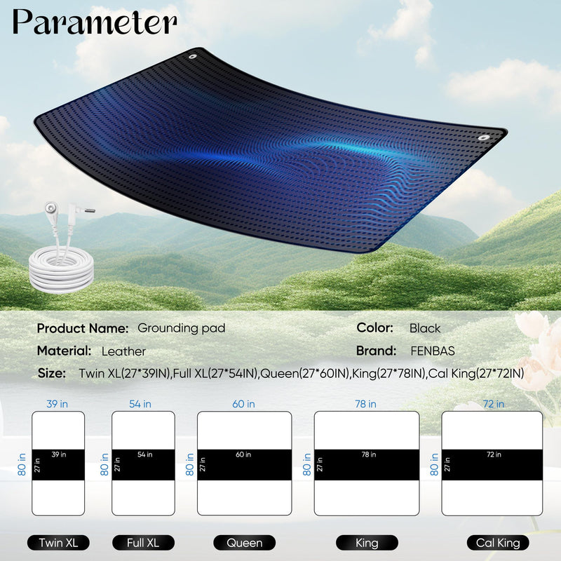[Australia - AusPower] - Grounding Mat for Bed, Enjoy The Grounding Effect Indoors, for Better Sleep, Pain and Stress Relief, Grounding Mat Set Comes with Grounding Cord Black Full 