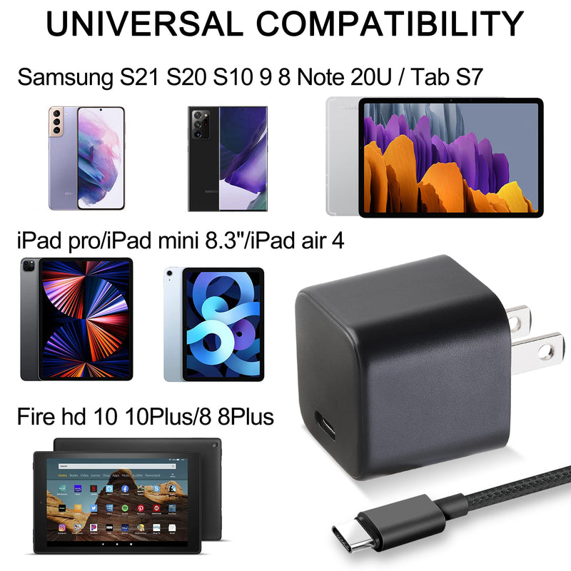 [Australia - AusPower] - 15W USB-C Fast Charger with 6.6Ft USB-C Cable for New Fire HD 8,8Plus,10,10Plus,Kids,Kids Pro,Max 11 Tablet(2020-2023 Release), Kindle Paperwhite(11th Gen), New Kindle(11th Gen) eReaders 