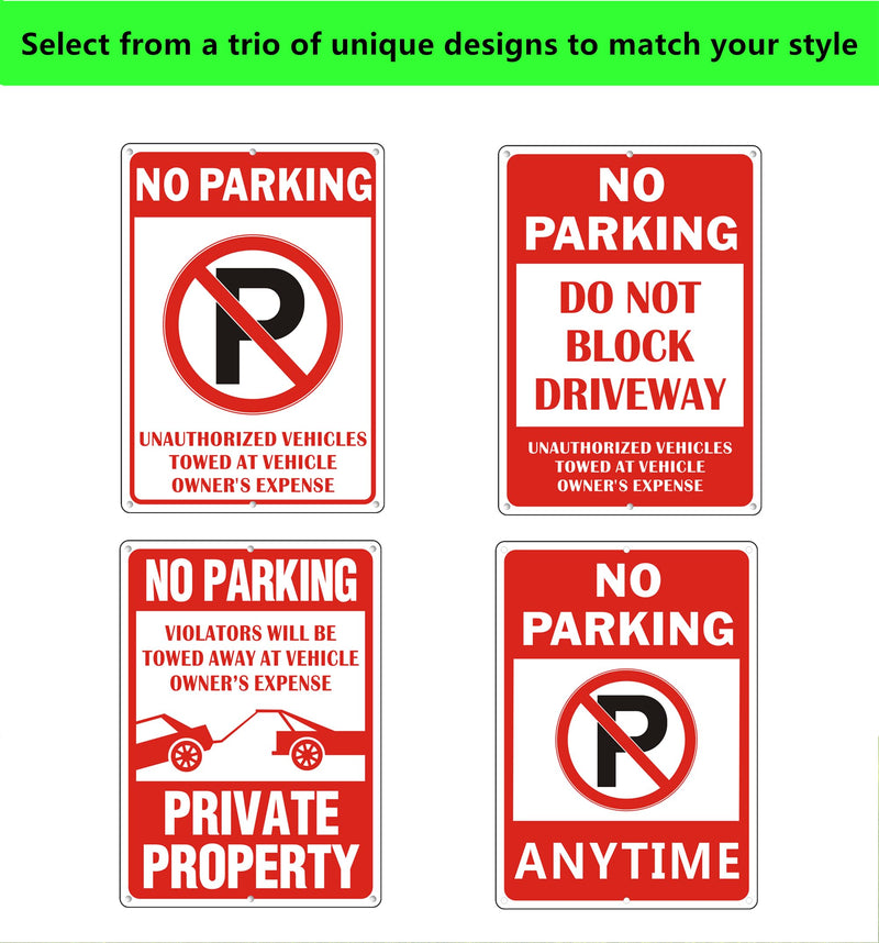 [Australia - AusPower] - No Parking Anytime Sign, No Parking Signs, (2 Pack) 10 x 14 Inches Large Reflective Aluminum Metal Warning Signage with Symbol for Indoor Outdoor Use Style D 