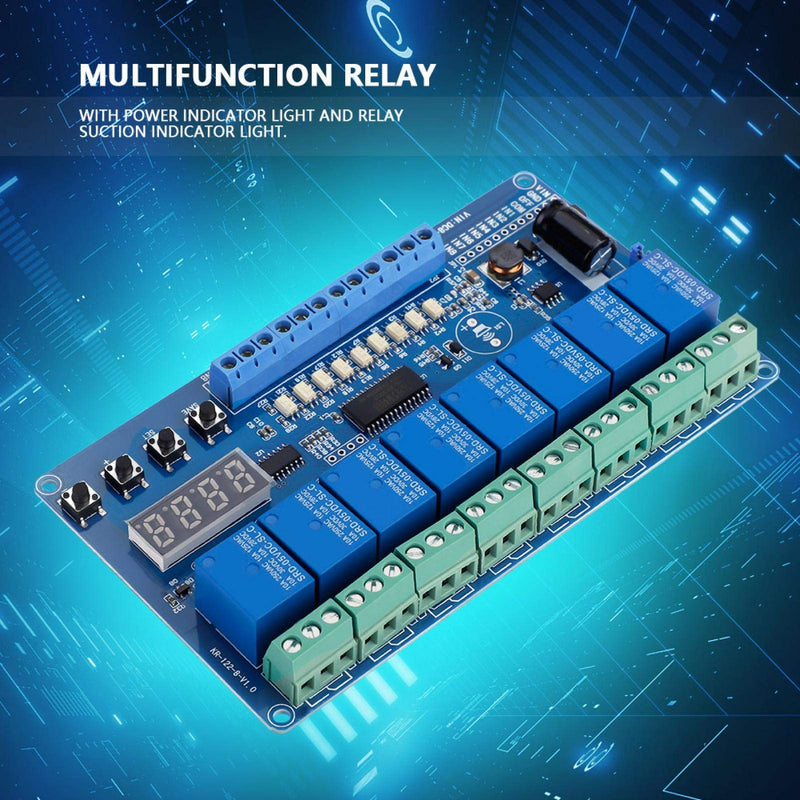 Oumefar DC 8-36V 8-Channel Multifunction Time Delay Relay Interface Board Module Optocoupler LED Relay Board for Various Power Control Applications