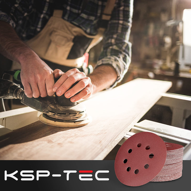 [Australia - AusPower] - KSP-Tec 60 x Sandpaper 125 mm Velcro Sanding Discs for Orbital Sanders with Grit 10 x 40/60/80/120/180/240 60 x P40-P240 