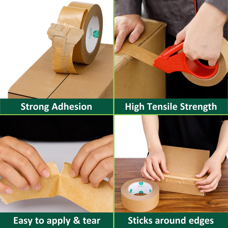 [Australia - AusPower] - Ultra Strong Kraft Paper Packing Tape, Heavy Duty Brown Packing Tape for Box & Carton Sealing Packaging Shipping Moving & Masking, Eco Friendly & Biodegradable, Printable, 2 Inch x 55 Yard 2 Inch x 55 Yards 1 