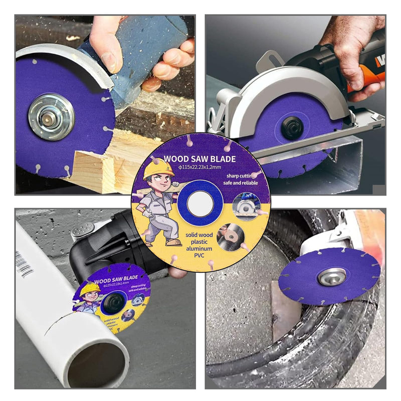 [Australia - AusPower] - Xiciki Saw Blades for Angle Grinder Wood, Cutting Discs 115 mm with 22.23 mm Bore, Flex Discs Cuts Nailed Boards, Carbide Flex Discs for Wood, Plywood, Plastic, Pack of 2 