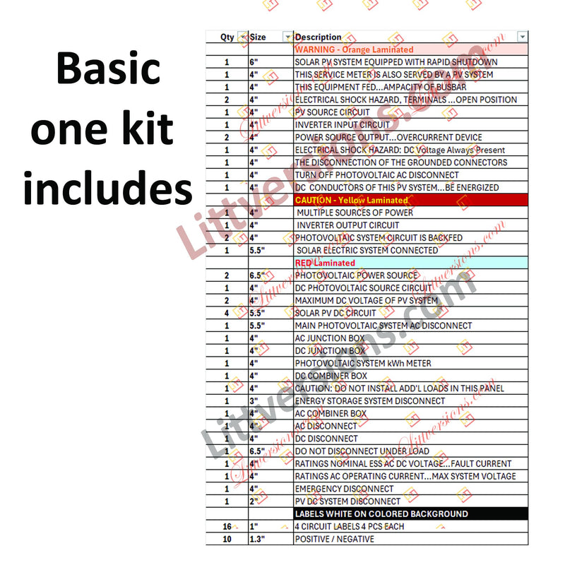68 Pack 2017/2020/2023 NEC Code Compliant Photovoltaic Solar System Label Kit Electrical Panel Safety Stickers Outdoor Rated Laminated Strong Adhesive Waterproof Basic Kit 1 Pack