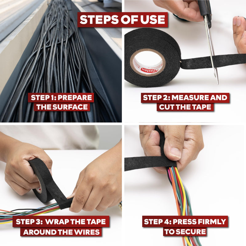 XFasten Wire Harness Tape 2 Inch x 50 ft Residue-Free Cloth Electrical Felt Tape for Automotive Wiring Loom Wrap, High Temp and Abrasion Resistant, Noise Dampening Insulation 2-Inch x 50-Feet (Single Pack) Black