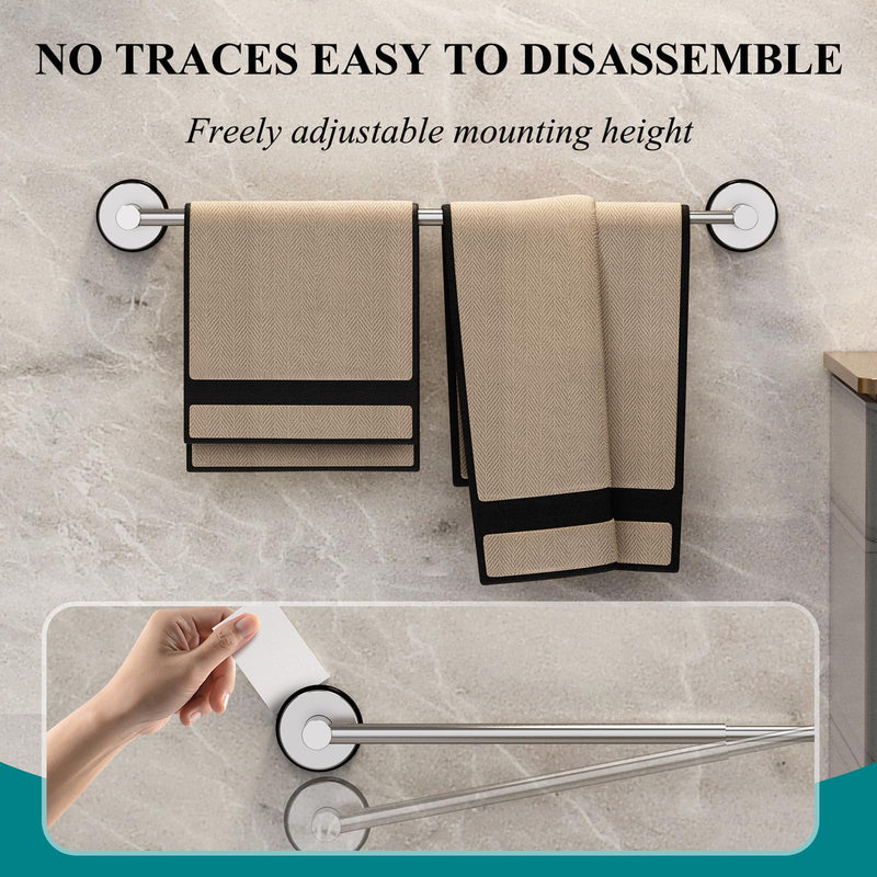 Large Towel Bar for Bathroom Wall,Adjustable 17~29 Inch Towel Racks for Bathroom Wall Mounted,Towel Holder for Glass Shower Door,Bathroom Accessories,Apparment Essentials,Home Decor-Silver(2pcs) 2pcs Silver