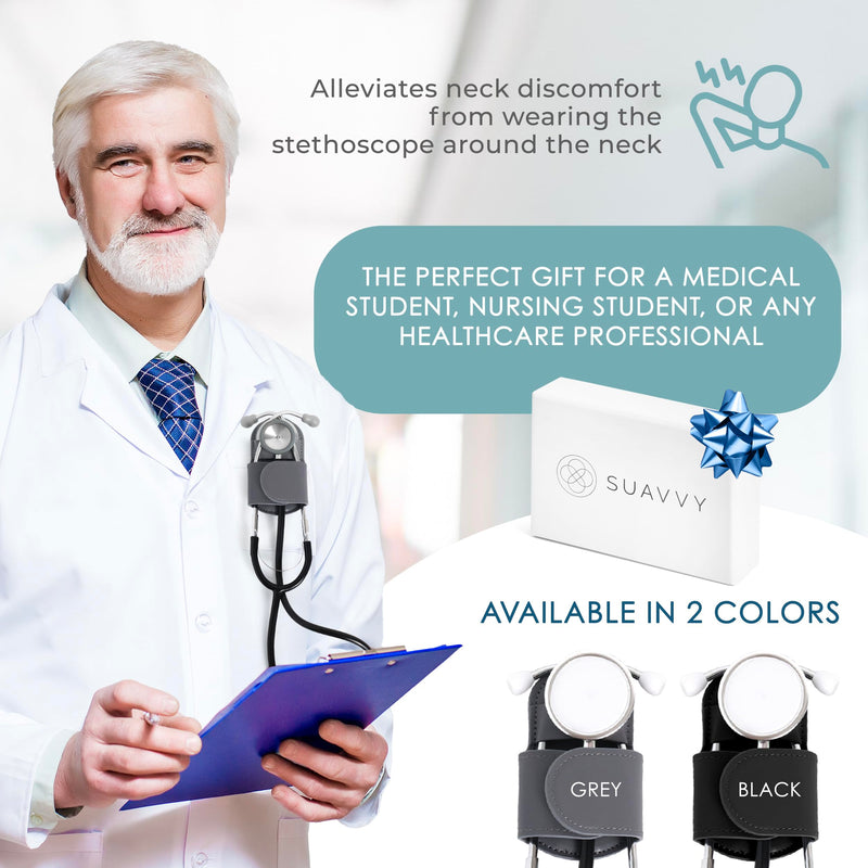 [Australia - AusPower] - Magnetic Stethoscope Holder Clip - Magnetic Snap & Inner Pocket - Genuine Leather Stethoscope Waist Holder – Littman Stethoscope, Littman Cardiology – Gift for Nurses, Doctors & More Black 
