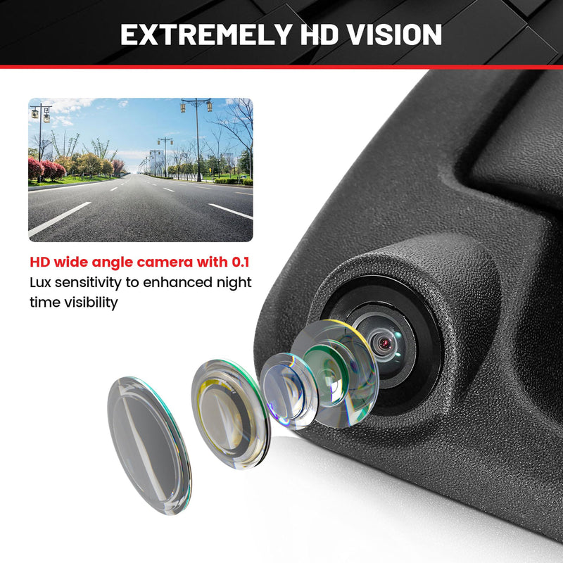 [Australia - AusPower] - RED WOLF Tailgate Handle W/Reverse Backup Camera Replacement for 2004-2014 Ford F150, 2008-2016 F-250/F-350/F450/F550 Pickup Rear View Parking Camera RCA Connector Wide Angle Optional Guideline 