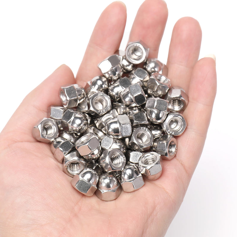 [Australia - AusPower] - 50 Pieces 1/4-20 Acorn Hex Cap Dome Head Nuts, 304 Stainless Steel 18-8, Bright Finish 