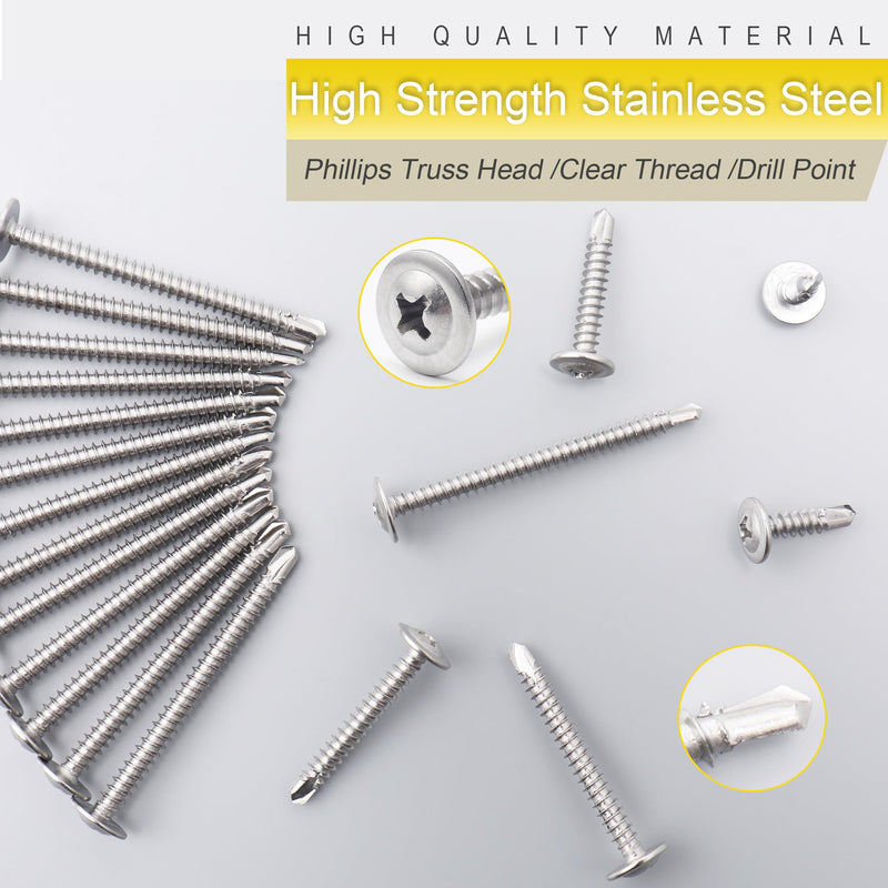 [Australia - AusPower] - #8 Modified Truss Head Sheet Metal Screws Assortment Kit, High Strength 410 Stainless Steel Self Tapping Screws for Metal Plastic & Wood, 145 pcs 1/2" to 2" Self Drilling Screws Self-drilling - Truss 