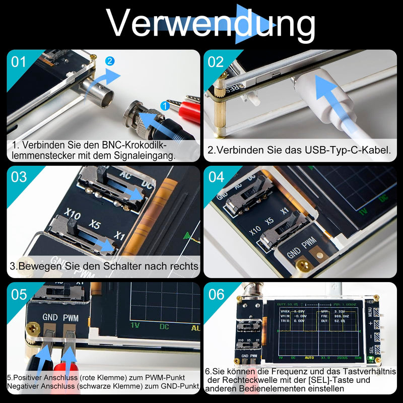 [Australia - AusPower] - Treedix Handheld Digital Mini Oscilloscope Kit with 2.4 Inch LCD Screen, 3 Trigger Modes, 24MSa/s High Sample Rate, 200 kHz Bandwidth, X10/X5/X1 Sensitivity, GND/AC/DC Pairing Method 