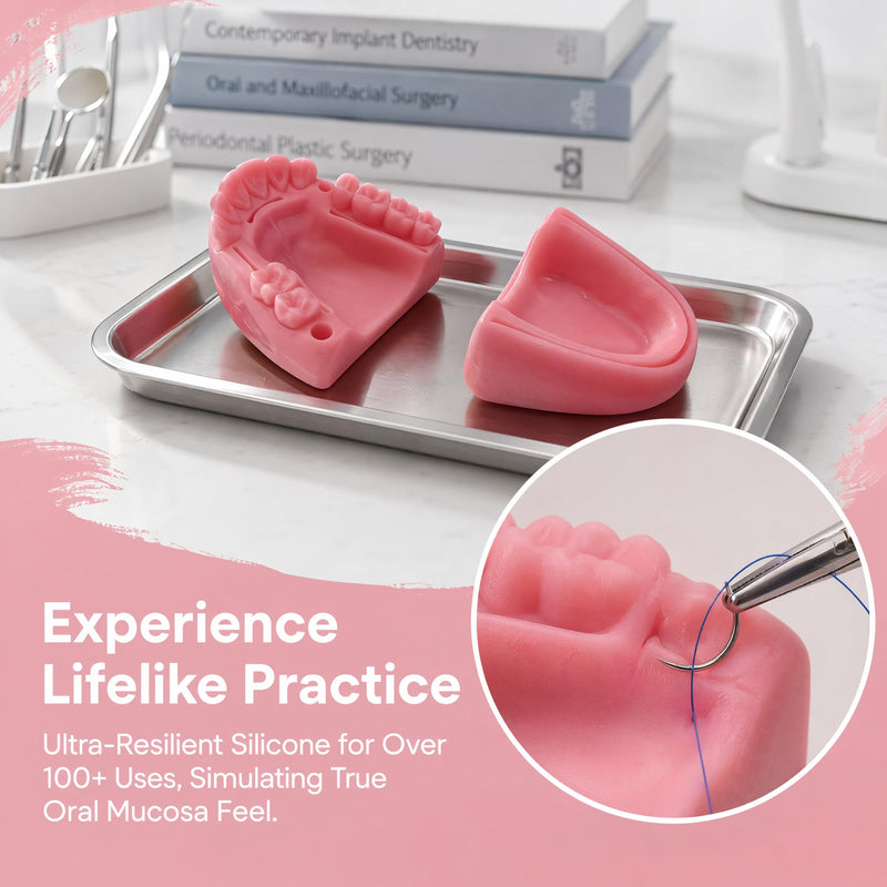 Dental Suture Practice Kit, YOUYA DENTAL Oral Suture Kit Suture Training with Bionic Oral Wound Gum Cutting & Gingival Suturing, 2 Silicone Suture Pads Modules Dental for School Students Dentist Oral suture kit-2 Suture Pads
