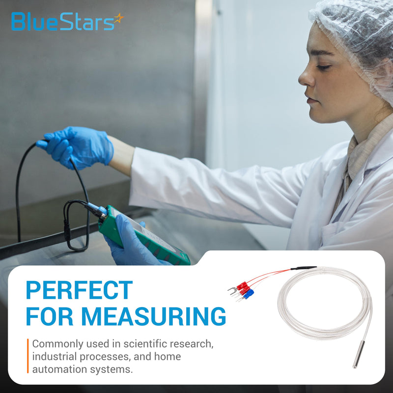 [Australia - AusPower] - Waterproof RTD PT100 Temperature Sensor - BlueStars Stainless Steel 3-Wire Digital Thermistor Probe for PID Temperature Controller 4x30mm with 2m/78.74in Cable -50°C to 200°C 