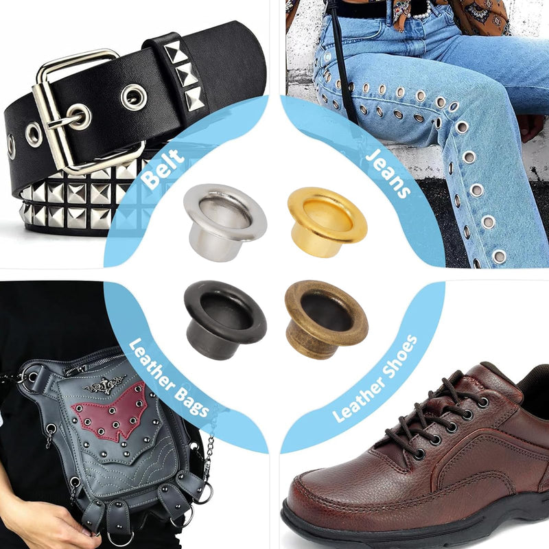 [Australia - AusPower] - Litoexpe 6mm ID Grommets Eyelets, 800 Pieces Metal Grommet Kit Hole Self Backing Eyelet for Repairing Canvas, Clothes, Leather (4 Colors) Multicolor 6 MM 