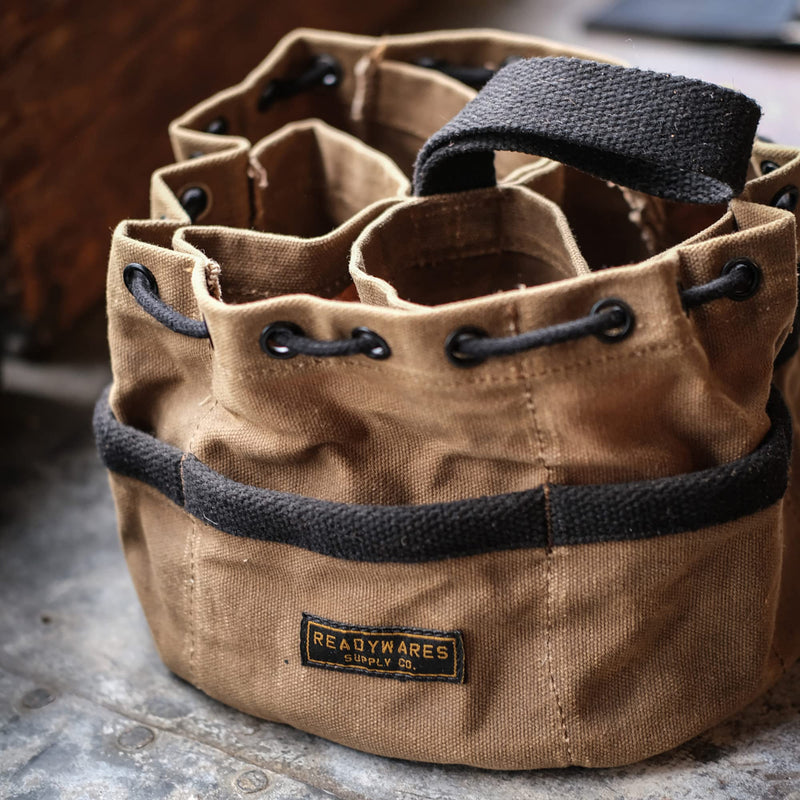 Readywares Parachute Nail Pouch, Parachute Bag for Nails, Screws, and Supplies, Heavy Duty Waxed Canvas Organizer Bag