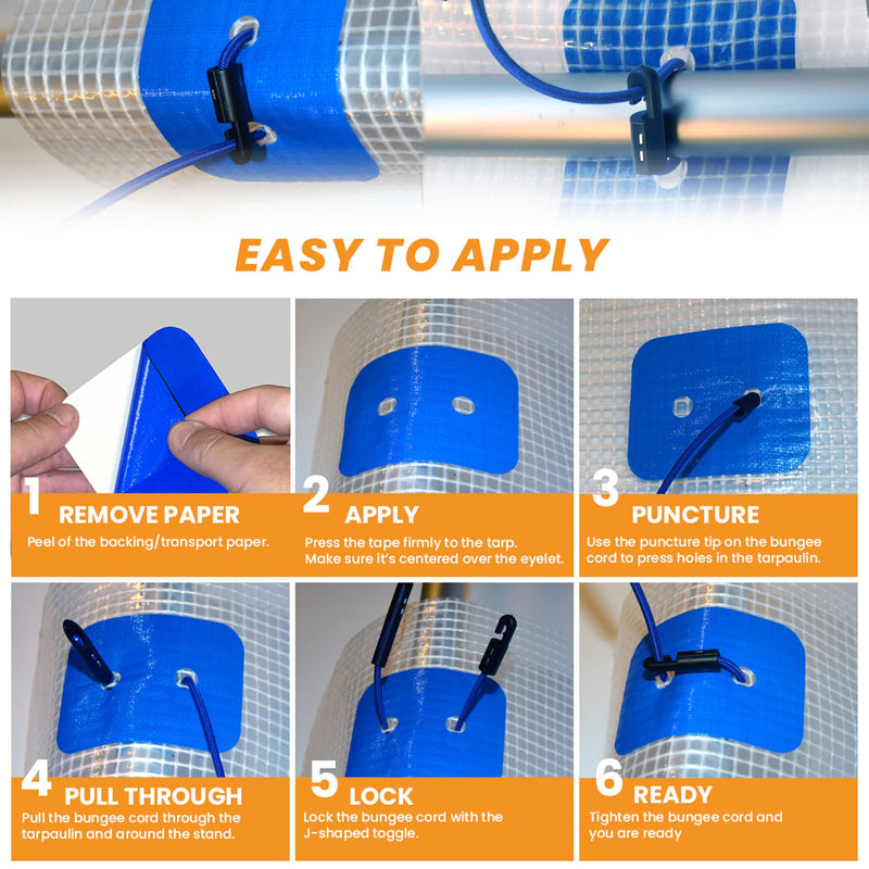 [Australia - AusPower] - Extra Attachment Points for tarps - Double Eyelet Strength, Repair tarp Eyelets, Tarpaulin Grommets kit, Tarpaulins Protection, 10-Pack (1260) 1260 